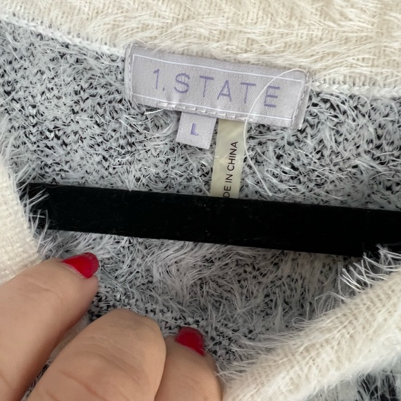 1 State Zebra print Fuzzy Sweater - Picture 2 of 3